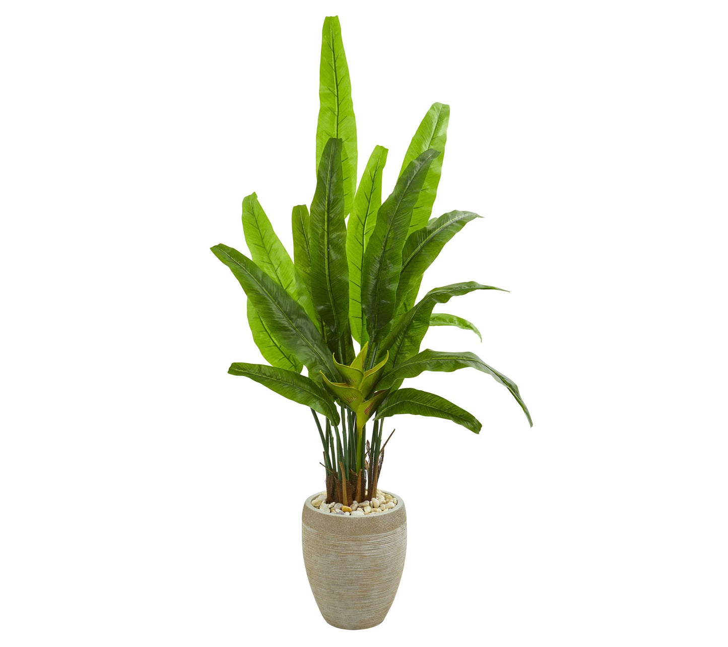 64in. Travelers Palm Artificial Tree in Sand Colored Planter
