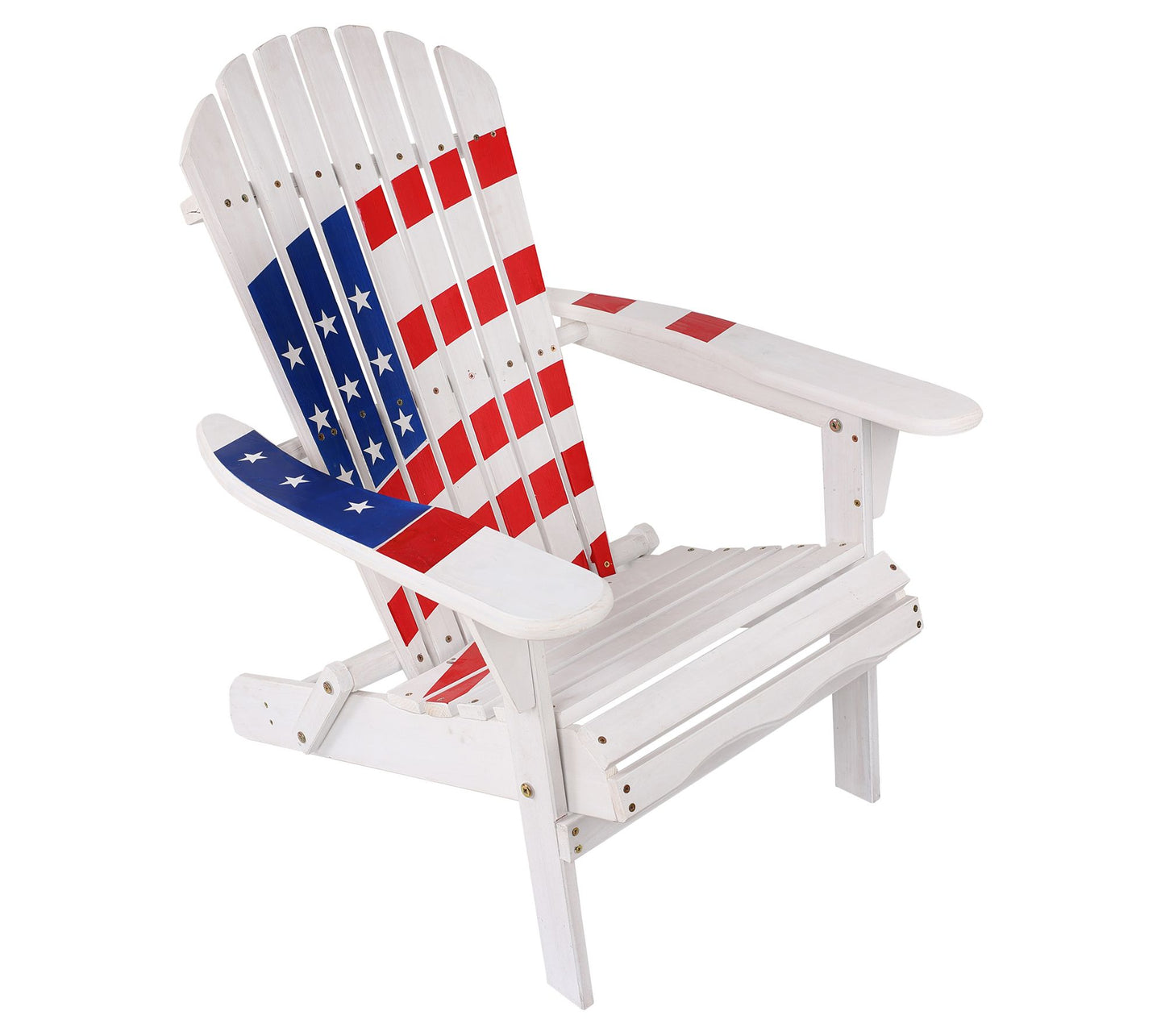 LuxenHome Adiro ndack USA Flag Patriotic Outdo or Wood Chair