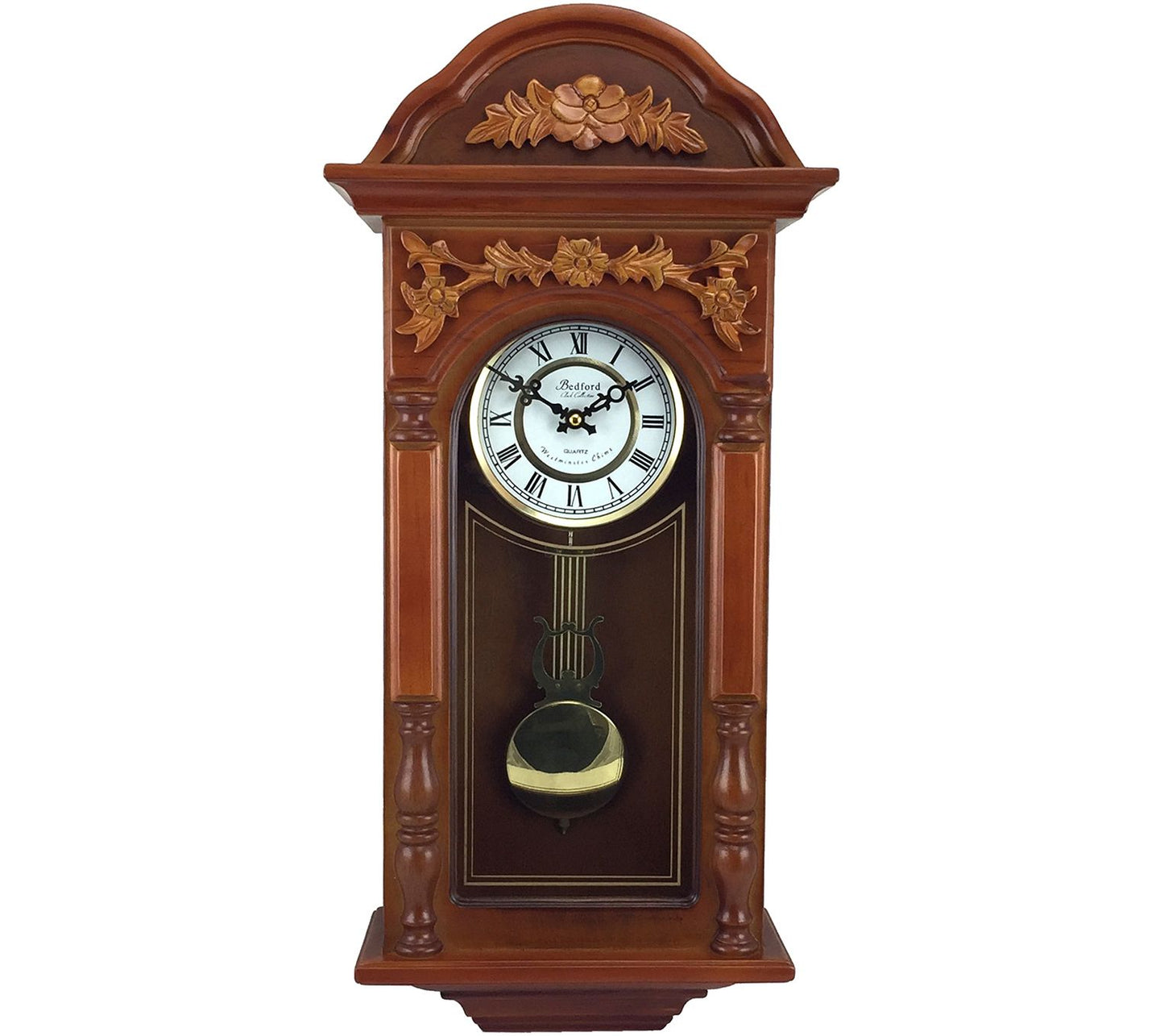 Bedford Clock 27.5" Padauk Oak Finish Chiming Wall Clock