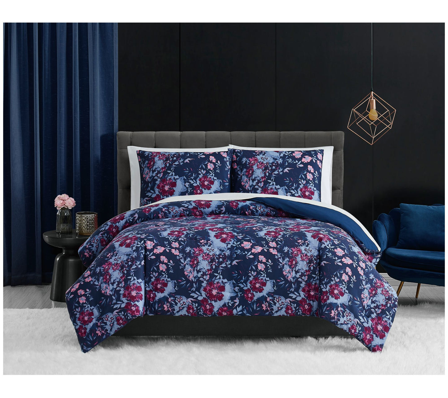 Badgley Mischka Home Midnight Garden Full/QueenDuvet Set