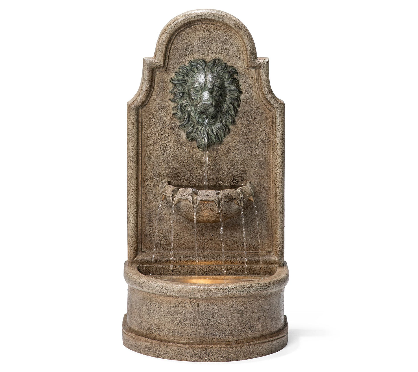 Glitzhome 31'H 3-Tier Oversized Faux Granite Lion Head Fountai