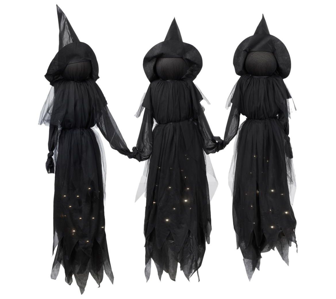 Evergreen Set of 3 LED Witch Garden Stakes
