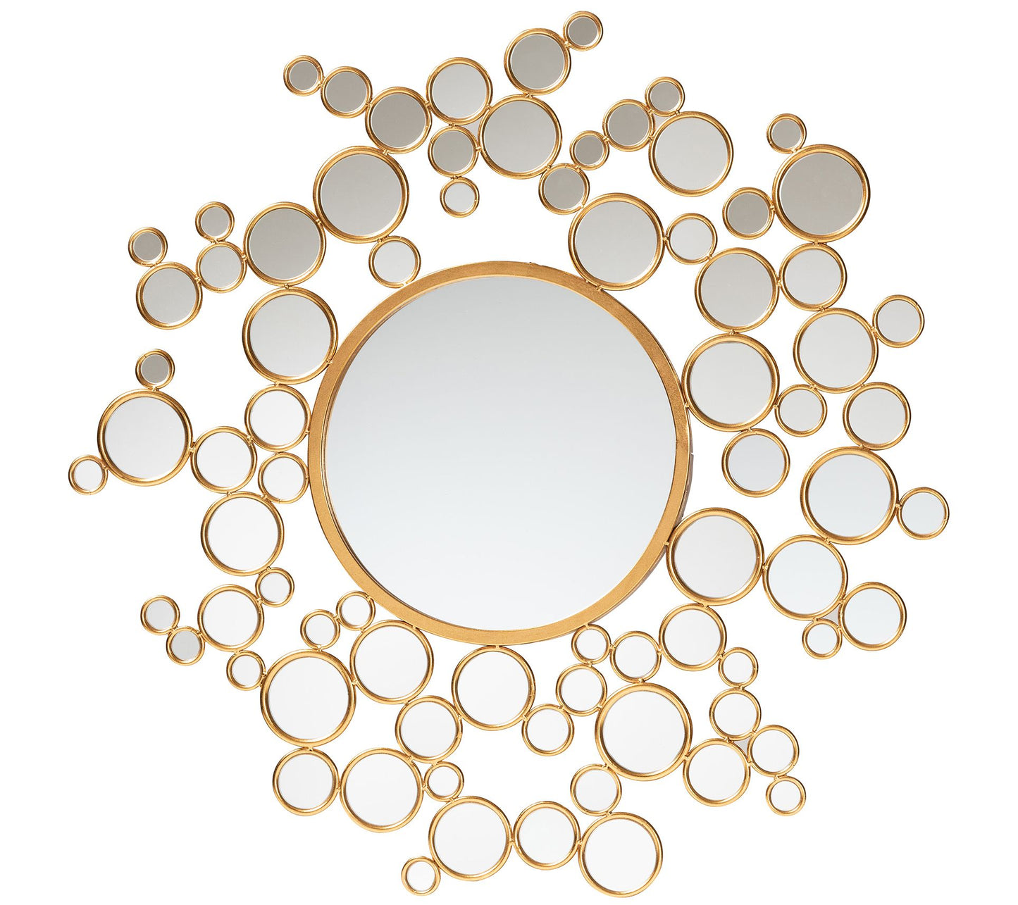 Baxton Studio Castiel Goldleaf Metal Bubble Accent Wall Mirror