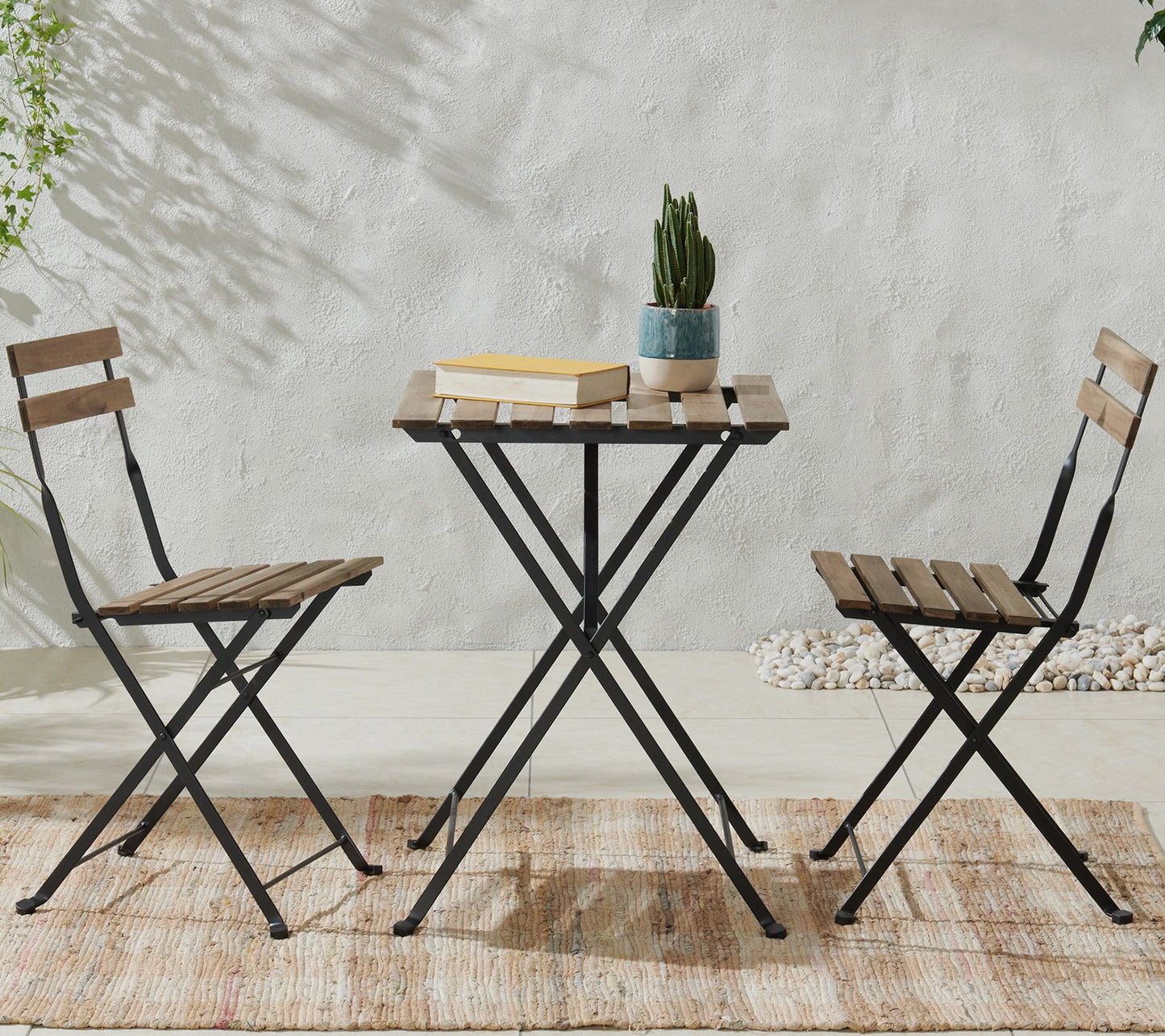 Lavish Home Folding Patio Bistro 3-Piece AcaciaWood Cafe