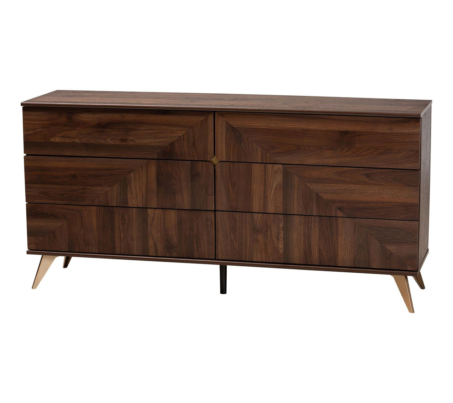 Baxton Studio Graceland Walnut Brown Wood 6-Drawer Dresser