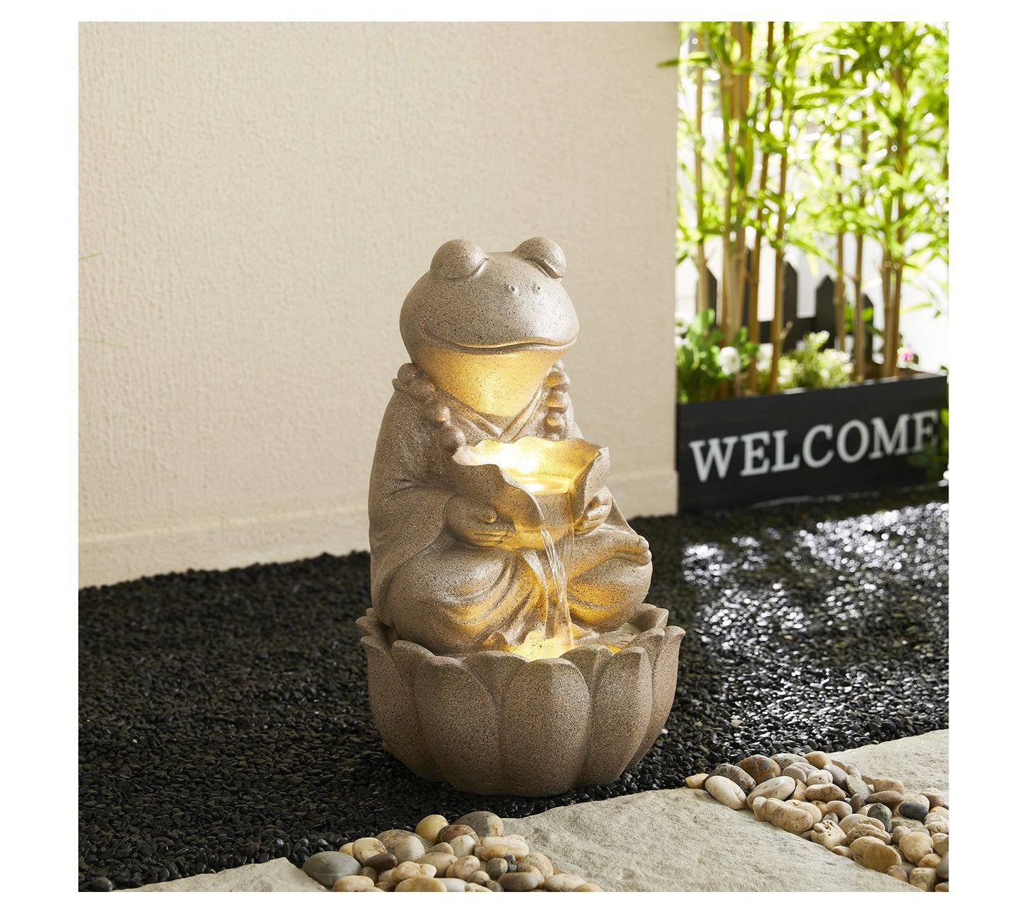 Glitzhome 22" LED Lit Zen Style Animal OutdoorFountain