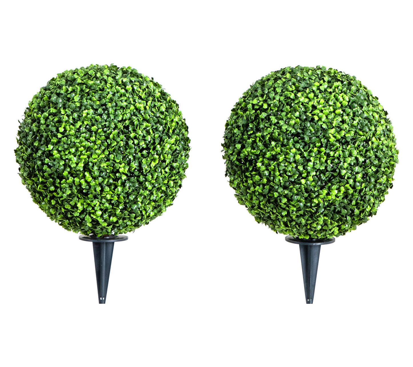 Nearly Natural Set of (2) 14" Artificial Boxwood Ball Stake