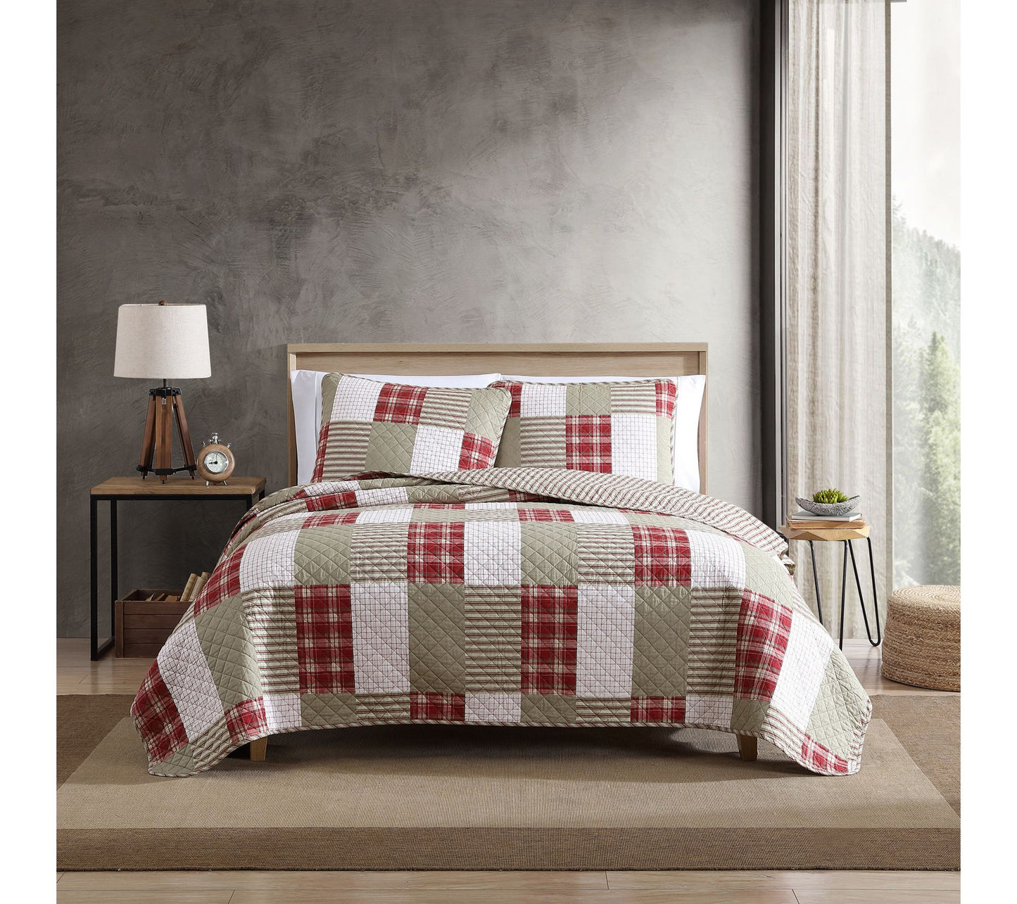 Eddie Bauer Camano Island Plaid Red King QuiltSham Set