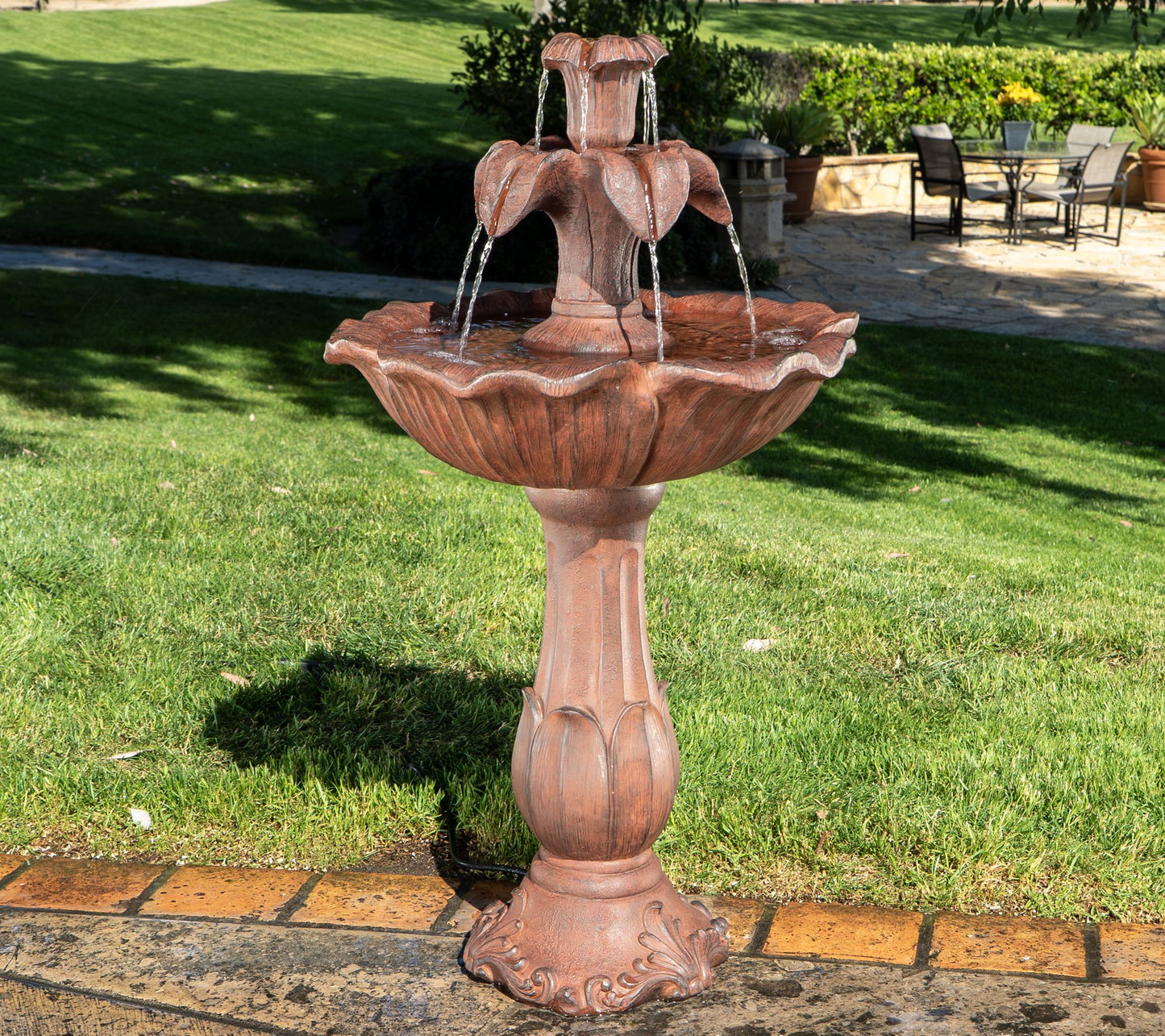 Bernini 3-Tier Flower Petal Plug-in Water Fountain