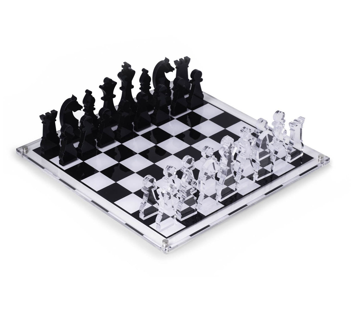 Acrylic 28 Piece Chess Set, King Measure 4", Board 14" x 14"