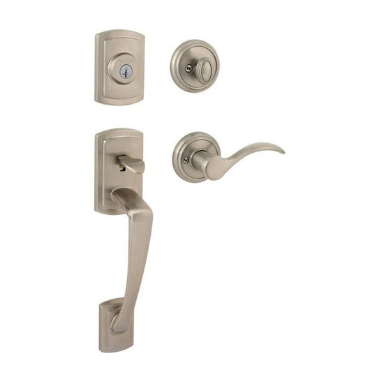 Baldwin Prestige Series Nautica Satin Nickel Single-Cylinder Deadbolt Keyed Entry Door Handleset with Tobin Lever and Smartkey 180NAHXTBL RDB 15 SMT CP