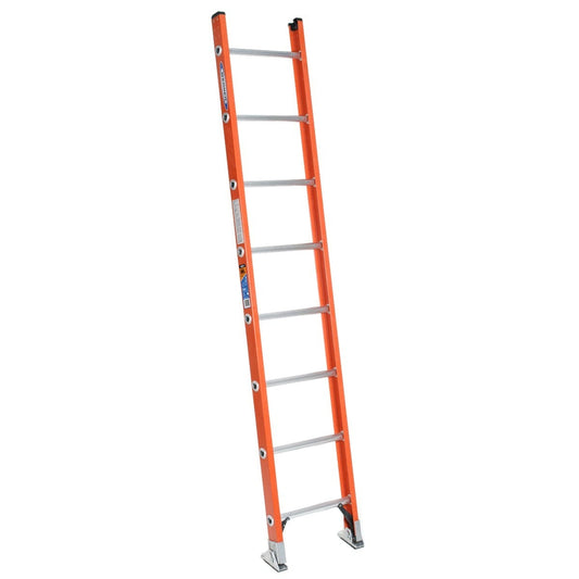 Werner D6200-1 8-ft Fiberglass Type 1A-300-lb Load Capacity Straight Ladder D6208-1
