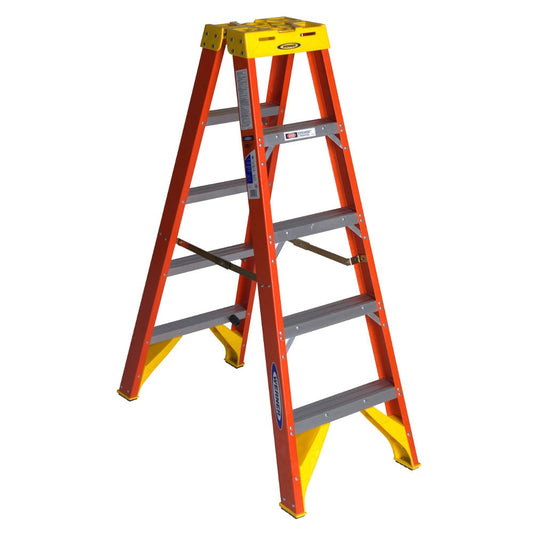 Werner T6200 5-ft Fiberglass Type 1a- 300-lb Load Capacity Twin Step Ladder T6205