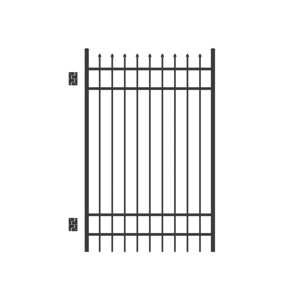 Freedom Providence 6-ft H x 4-ft W Black Aluminum Decorative Walk-thru Spaced picket Fence gate