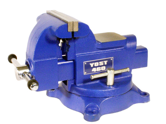Yost Blue Cast Iron Bench Vise, 6-in Jaw Width, 6-in Jaw Opening, 3-in Pipe Capacity, 4.375-in Throat Depth