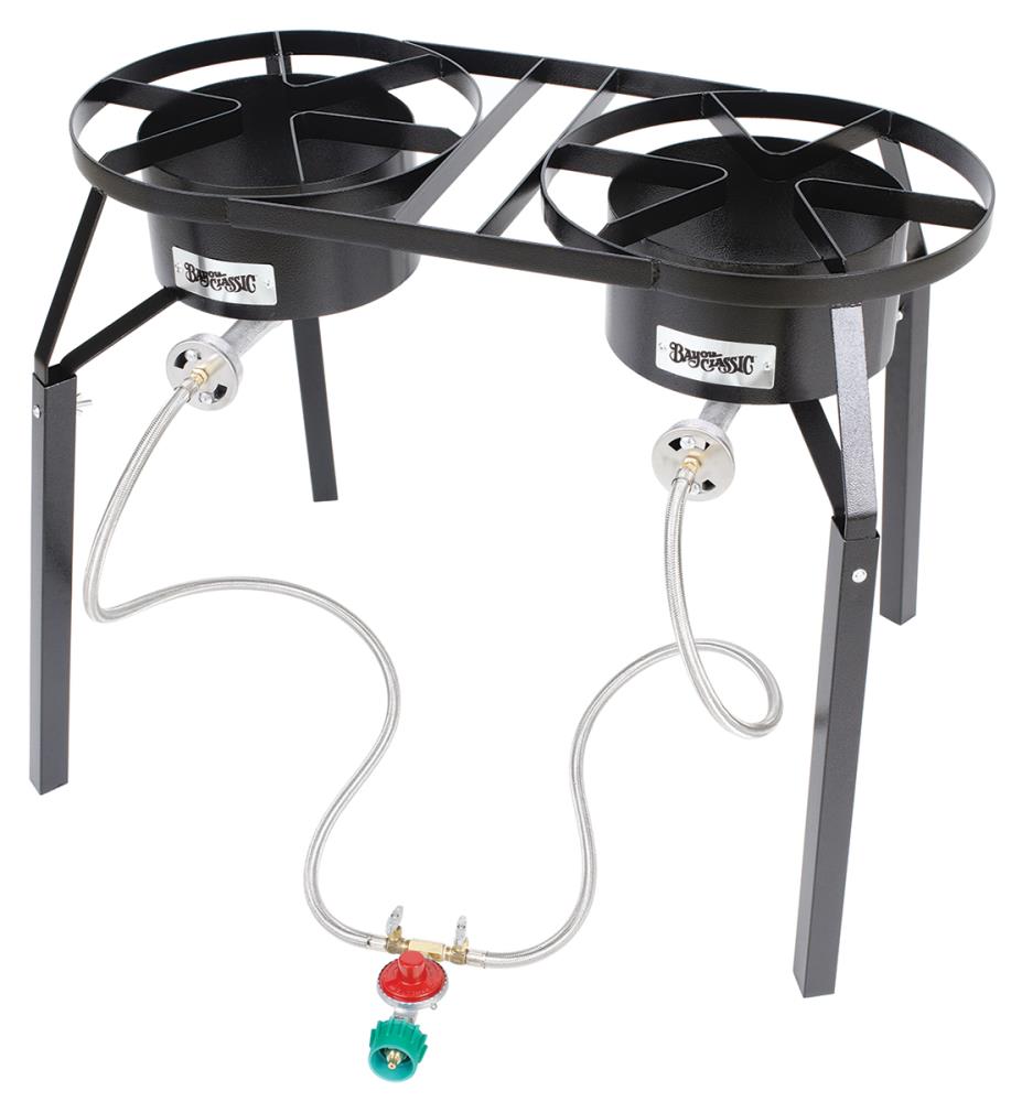 Bayou Classic 2-Burners Propane 20-lb Cylinder Manual Iron Outdoor Stove DB250