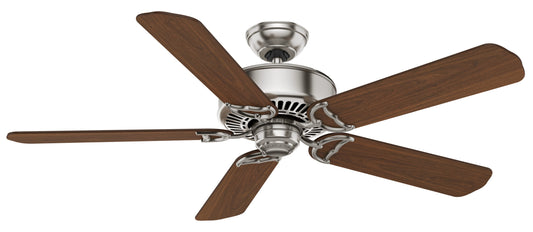 Casablanca Panama 54-in Downrod or Flush Mount Brushed Nickel with Walnut/Burnt Walnut Blades Ceiling Fan Light Kit Compatible - Remote Included ( 5 -Blade ) 488302