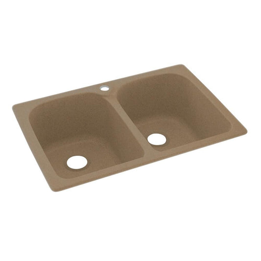 SWAN Drop-in 33-Inches x 22-Inches Barley Composite Double equal bowl 1-Hole Kitchen Sink