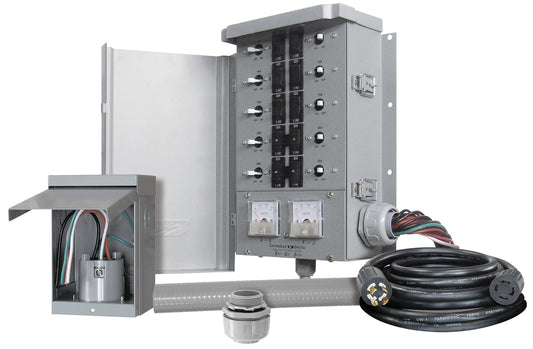 Connecticut Electric 30-Amp Manual Transfer Switch Kit with Inlet Box, Power Cord, and Wiring Harness - 7500W Capacity, ETL Safety Listed EGS107501G2KIT
