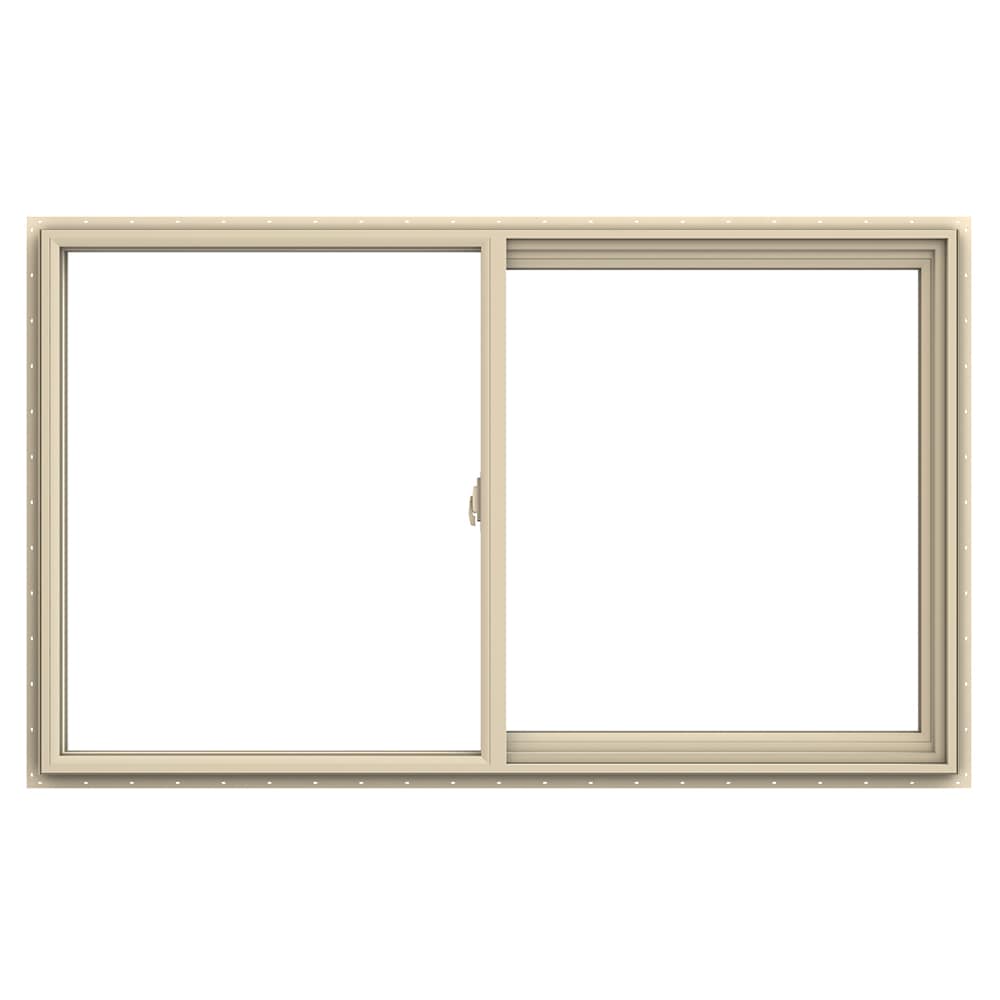 JELD-WEN V-2500 59-1/2-in x 35-1/2-in Almond Exterior Almond Interior Right-Handed Vinyl Sliding Window Annealed Glass (Full Screen Included)