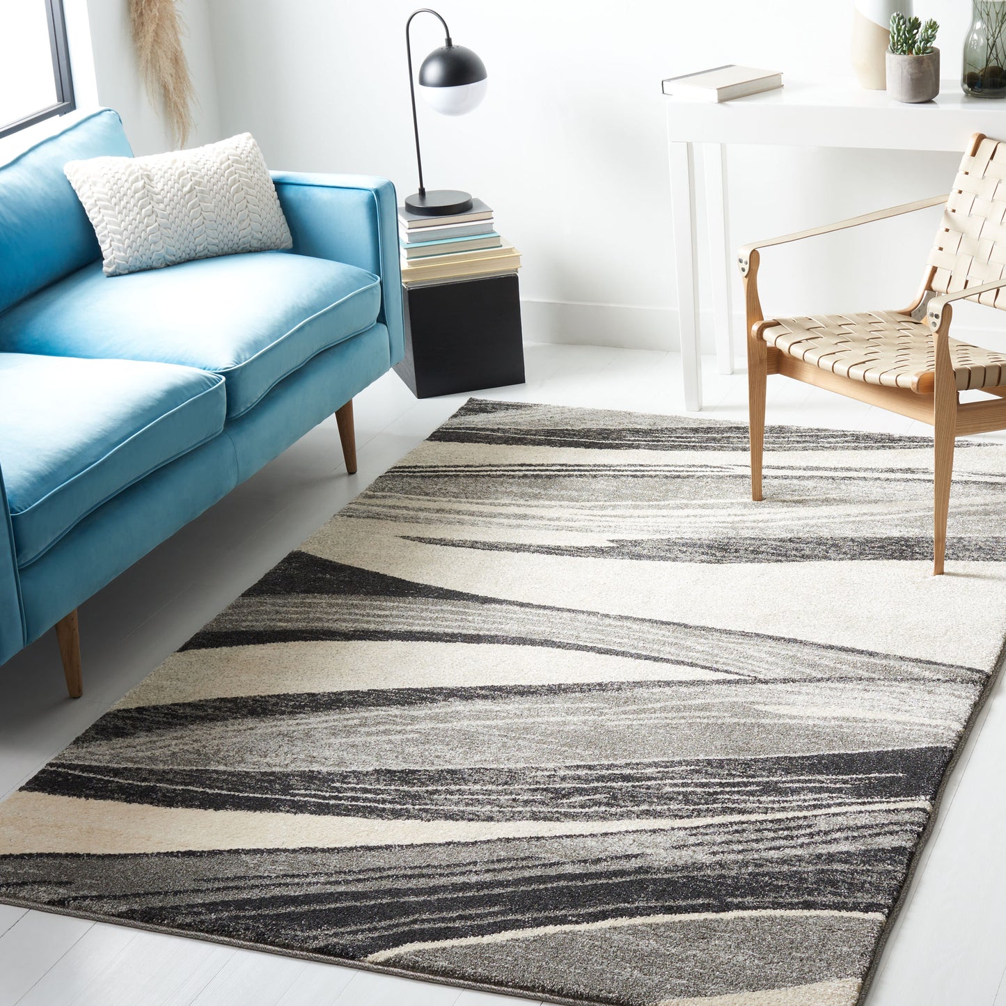 Safavieh Retro Pacifica 9 x 12 (ft) Loomed Gray/Ivory Rectangular Indoor Abstract Area rug