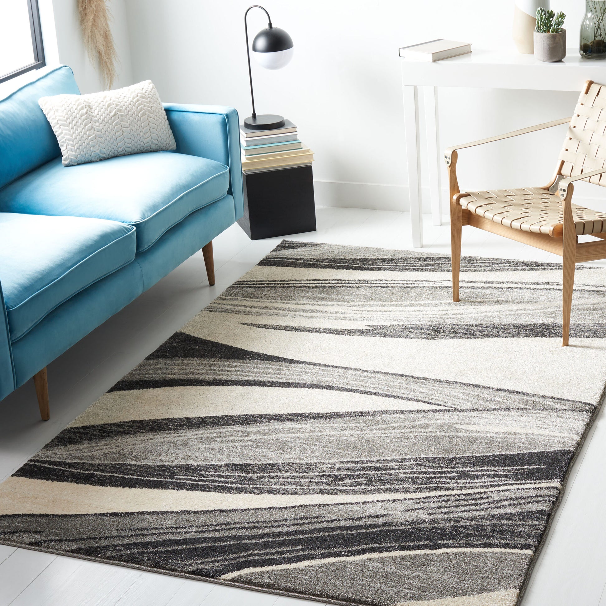 Safavieh Retro Pacifica 9 x 12 (ft) Loomed Gray/Ivory Rectangular Indoor Abstract Area rug