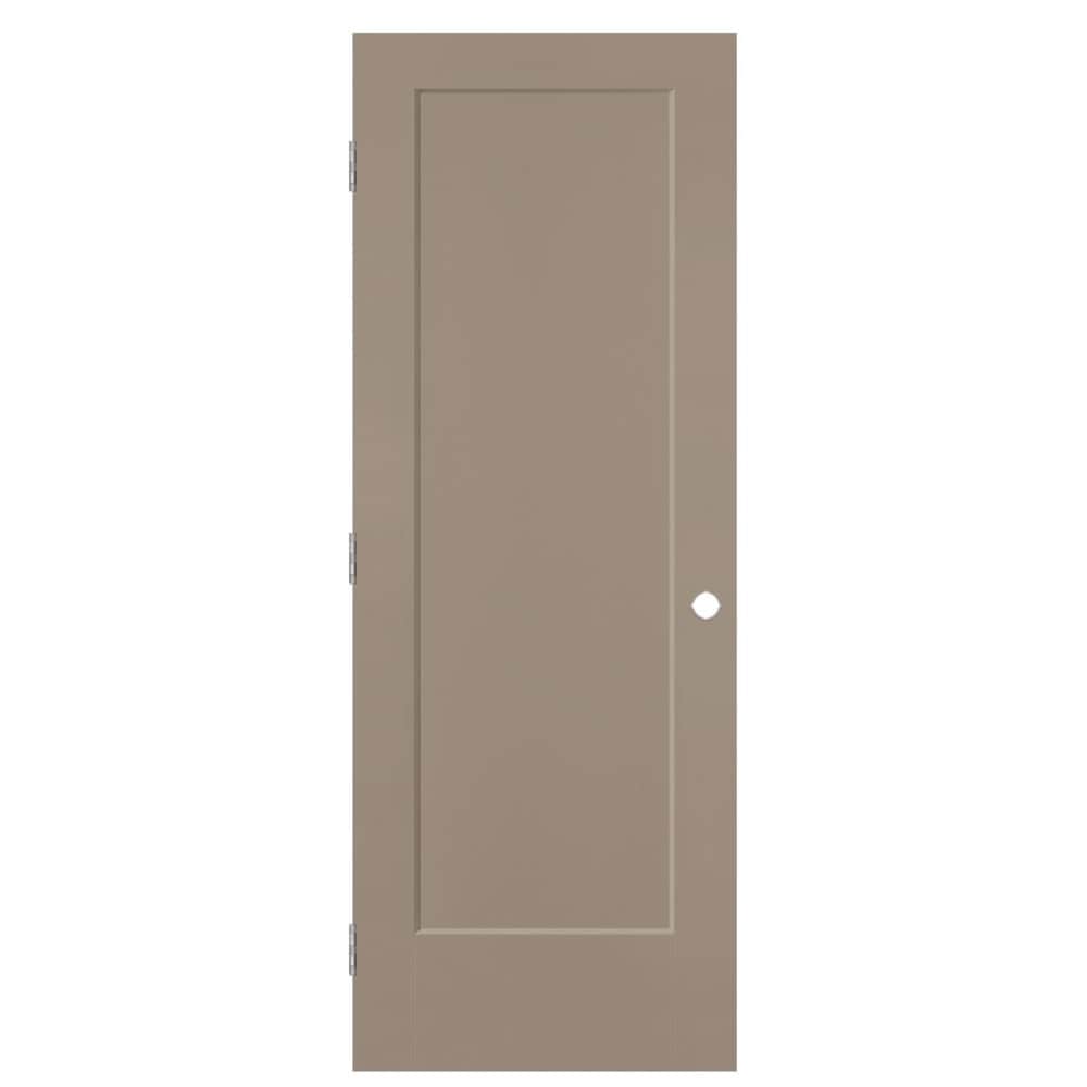 Masonite 24-in x 80-in Sand Piper Hollow core 1-panel square Right hand Smooth Prefinished Molded composite Flat Jamb Single Prehung Interior Door