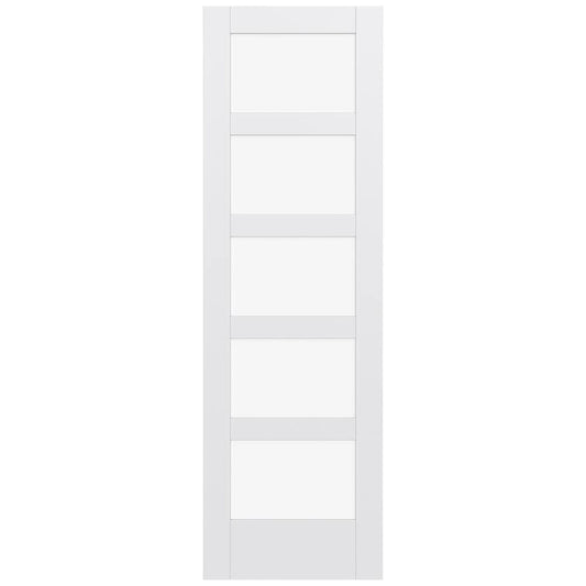 JELD-WEN MODA 1055W 30-in x 96-in Primed 5-panel equal Clear glass Smooth Solid core Primed MDF Slab Door