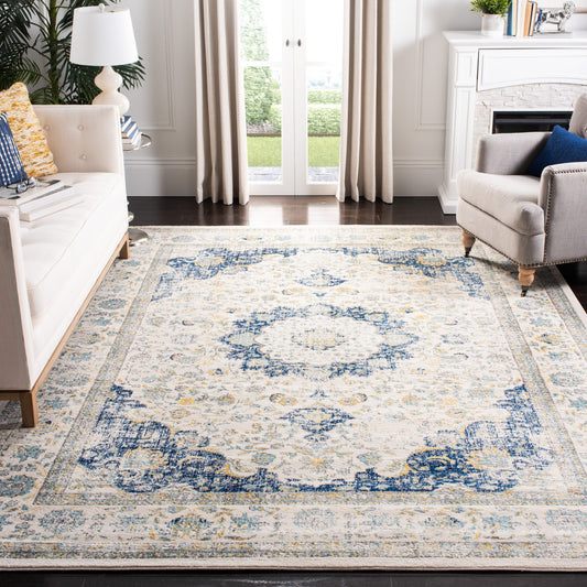 Safavieh Evoke Savoy 11 x 15 (ft) Loomed Ivory/Blue Rectangular Indoor Floral/Botanical Vintage Area rug