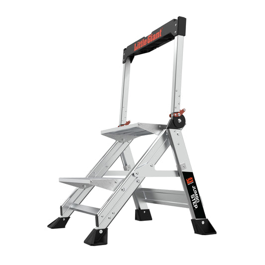 Little Giant Ladders Jumbo Step M2 2-Step 375-lb Capacity Silver Aluminum Foldable Step Stool 11902