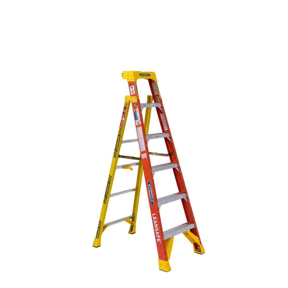 Werner LEANSAFE 6-ft Fiberglass Type 1A-300-lb Load Capacity Step Ladder L6206
