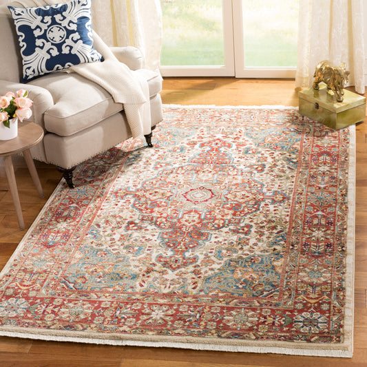Safavieh Kashan Lano 9 x 12 (ft) Loomed Ivory/Blue Rectangular Indoor Border Vintage Area rug