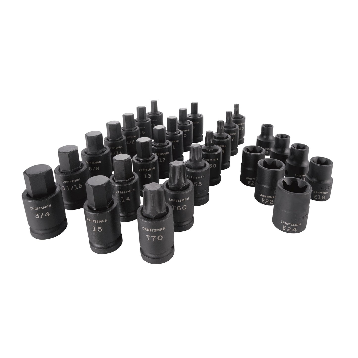 CRAFTSMAN 28-Piece Standard (SAE) and Metric Combination 1/2-in Drive Set 6-point Impact Socket Set CMMT42031