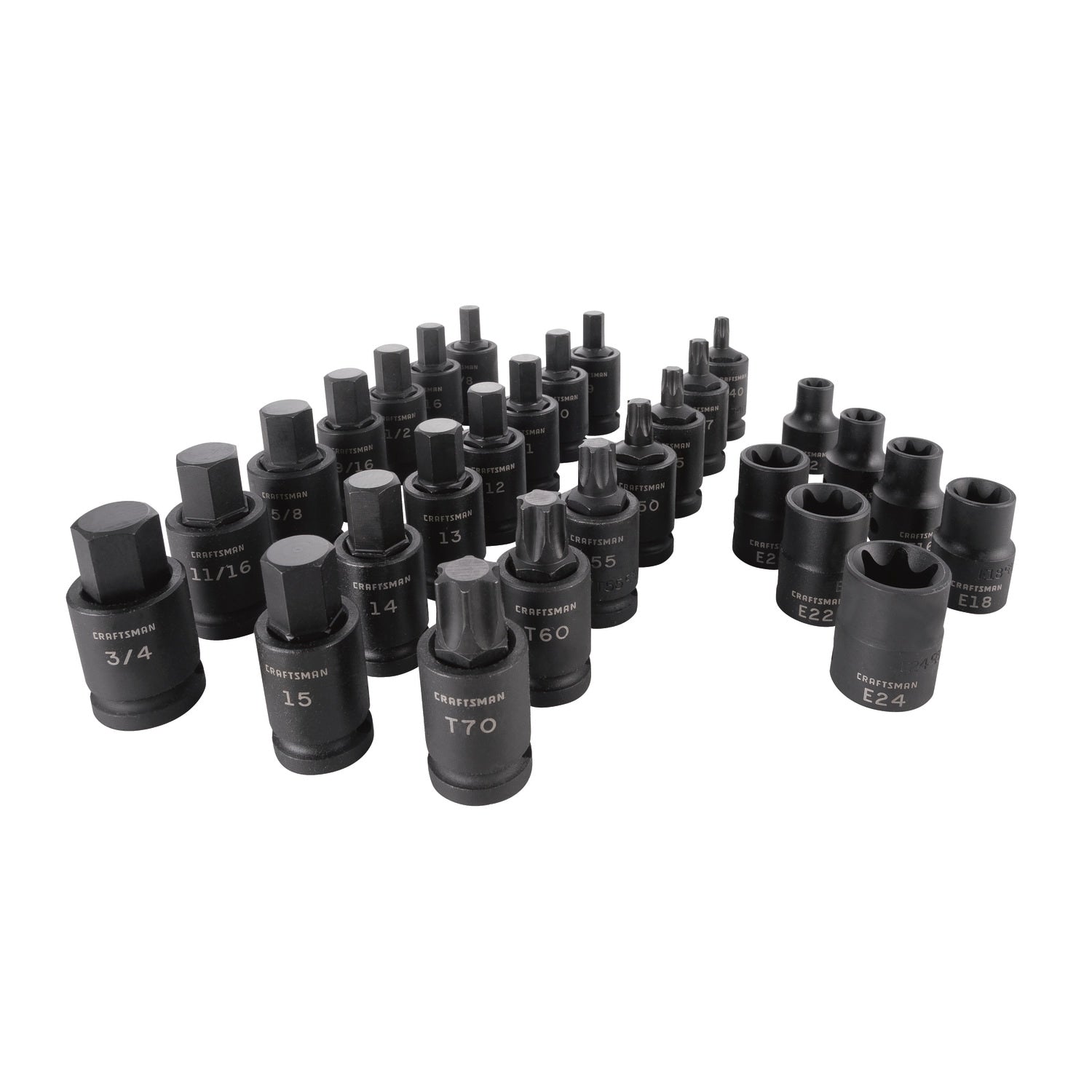CRAFTSMAN 28-Piece Standard (SAE) and Metric Combination 1/2-in Drive Set 6-point Impact Socket Set CMMT42031