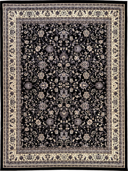 Unique Loom Washington Sialk Hill 10 x 13 (ft) Loomed Black/Gray Rectangular Indoor Floral/Botanical Area rug