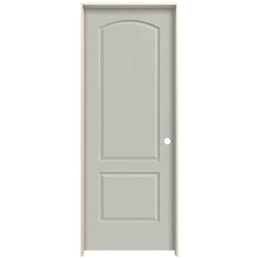 JELD-WEN 30-in x 80-in Ash Solid core 2-panel round top Left hand Smooth Prefinished Molded composite Flat Jamb Single Prehung Interior Door