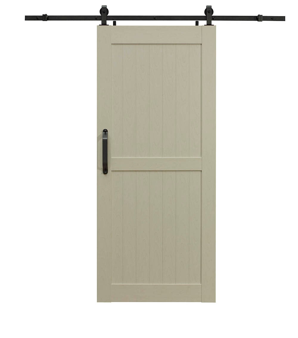 Pinecroft 42-in x 84-in White Ash Vinyl Solid core Single Barn Door (Hardware Included)