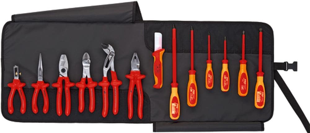 KNIPEX 13-Piece Black Oxide Electrical Tool Set, Protects up to 1,000 Volts, Includes Utility Knife, Pliers, Screwdrivers, and More 9K 00 80 03 US