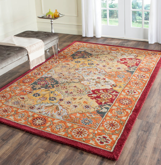 Safavieh Heritage Baktiari 9 x 12 (ft) Tufted Wool Multi/Red Rectangular Indoor Floral/Botanical Oriental Area rug