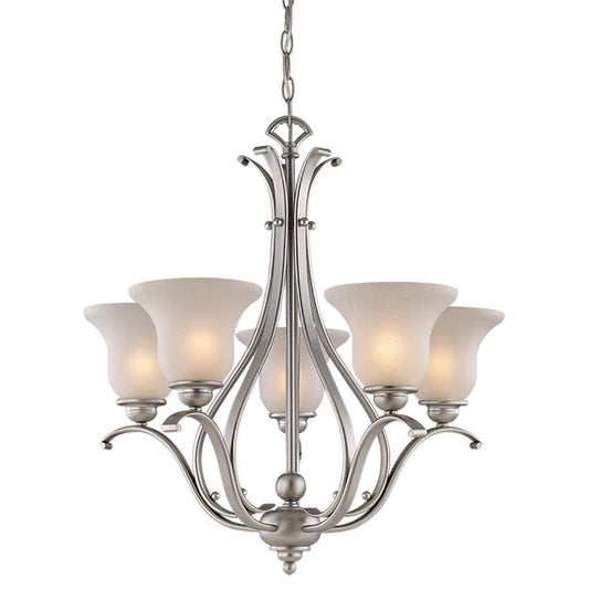 Cascadia Monrovia 5 -Light Brushed Nickel Traditional For Use in Bedrooms, Dining Rooms, Foyers, Kitchens, Living Rooms Chandelier