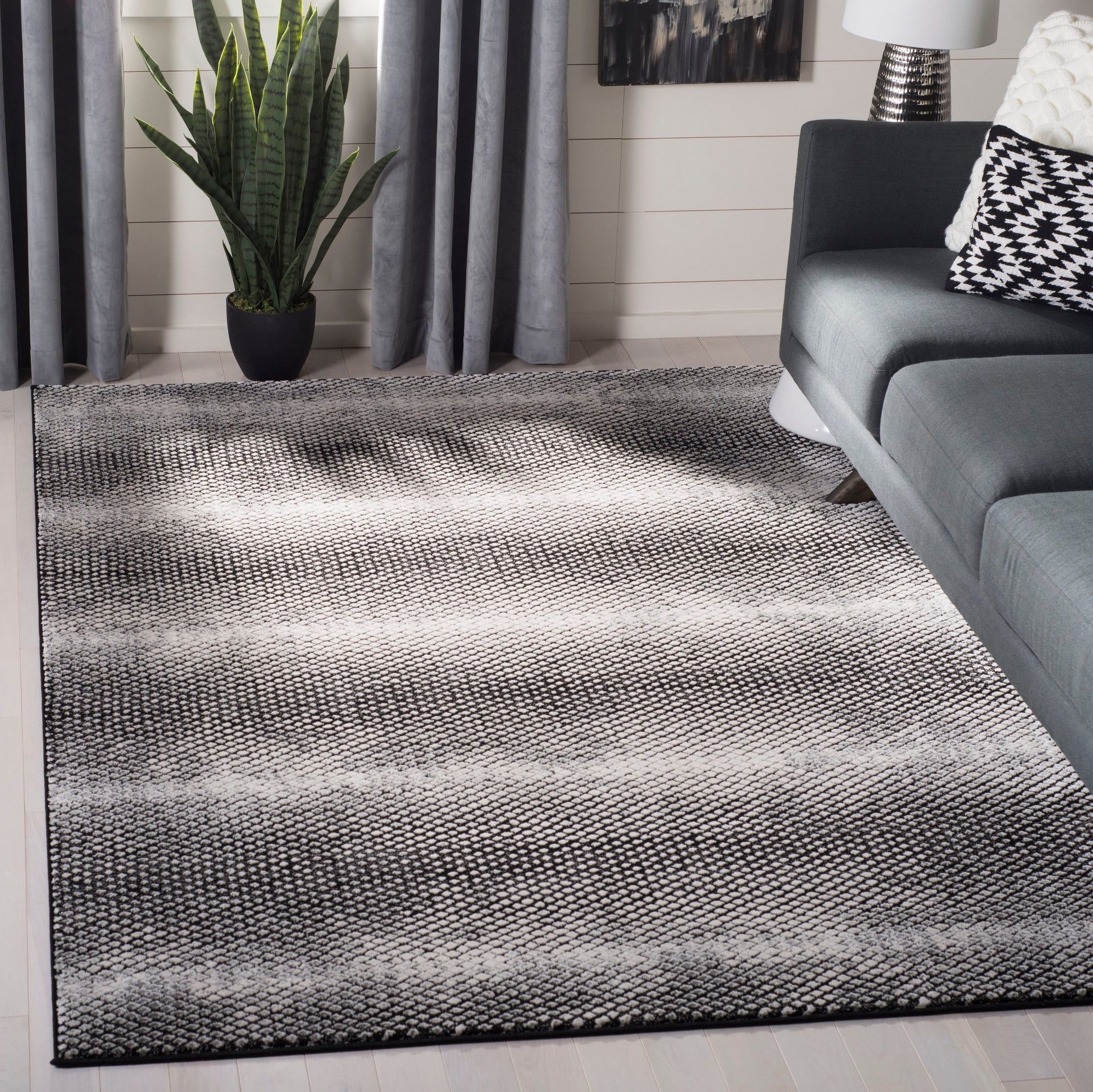 Safavieh Lurex Charis 9 x 12 (ft) Loomed Black/Ivory Rectangular Indoor Abstract Industrial Area rug