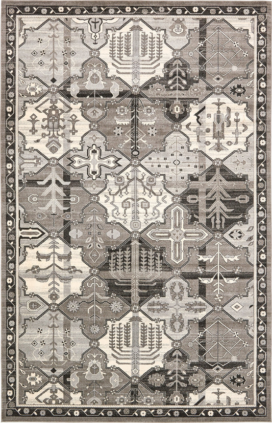 Unique Loom Cathedral La Jolla 11 x 16 (ft) Loomed Gray/Ivory Rectangular Indoor Geometric Bohemian/Eclectic Area rug