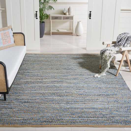 Safavieh Cape Cod Dartmouth 11 x 15 (ft) Jute Natural/Blue Rectangular Indoor Chevron Coastal Area rug