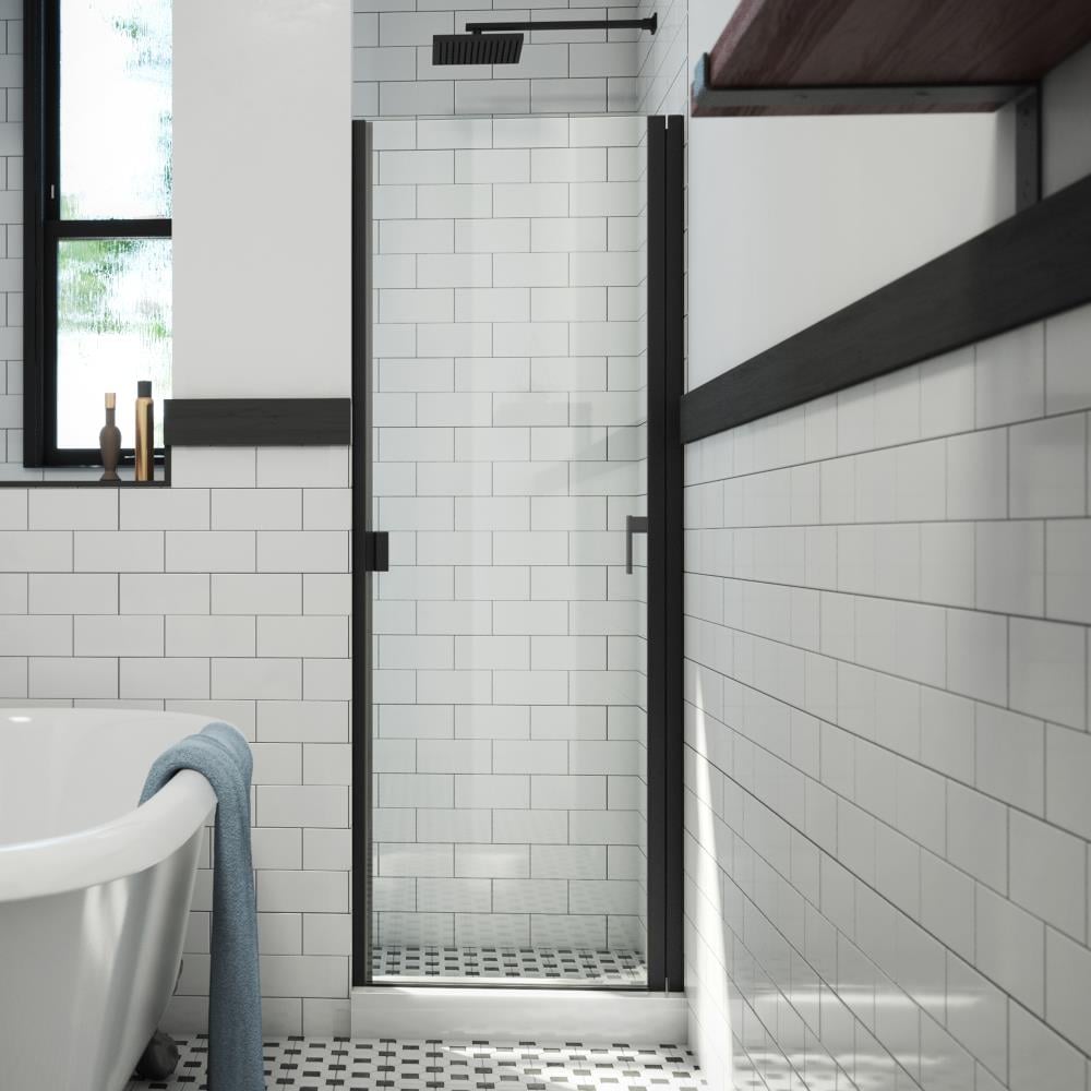 Arizona Shower Door R-Door Matte Black 33-in W x 66-in H Semi-frameless Clear Glass Hinged Shower door