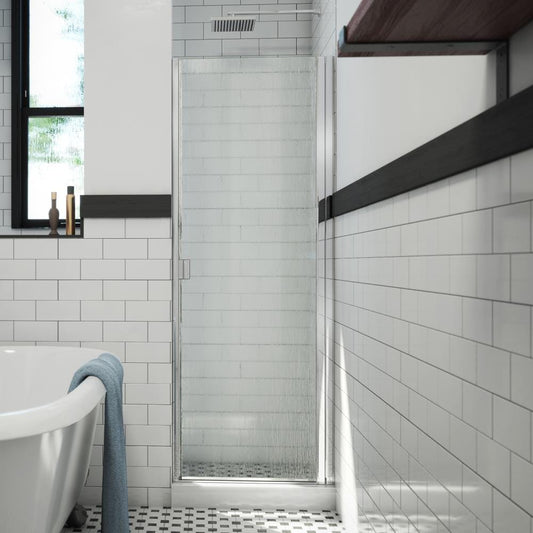 Arizona Shower Door R-Door Polished Chrome 33-in W x 69-in H Semi-frameless Patterned Glass Hinged Shower door