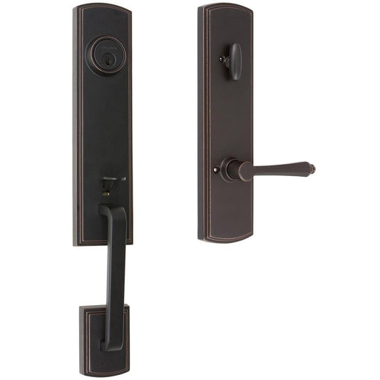 Delaney Hardware Briona Edged Bronze Dummy Door Handleset Lever 374157FL-RH