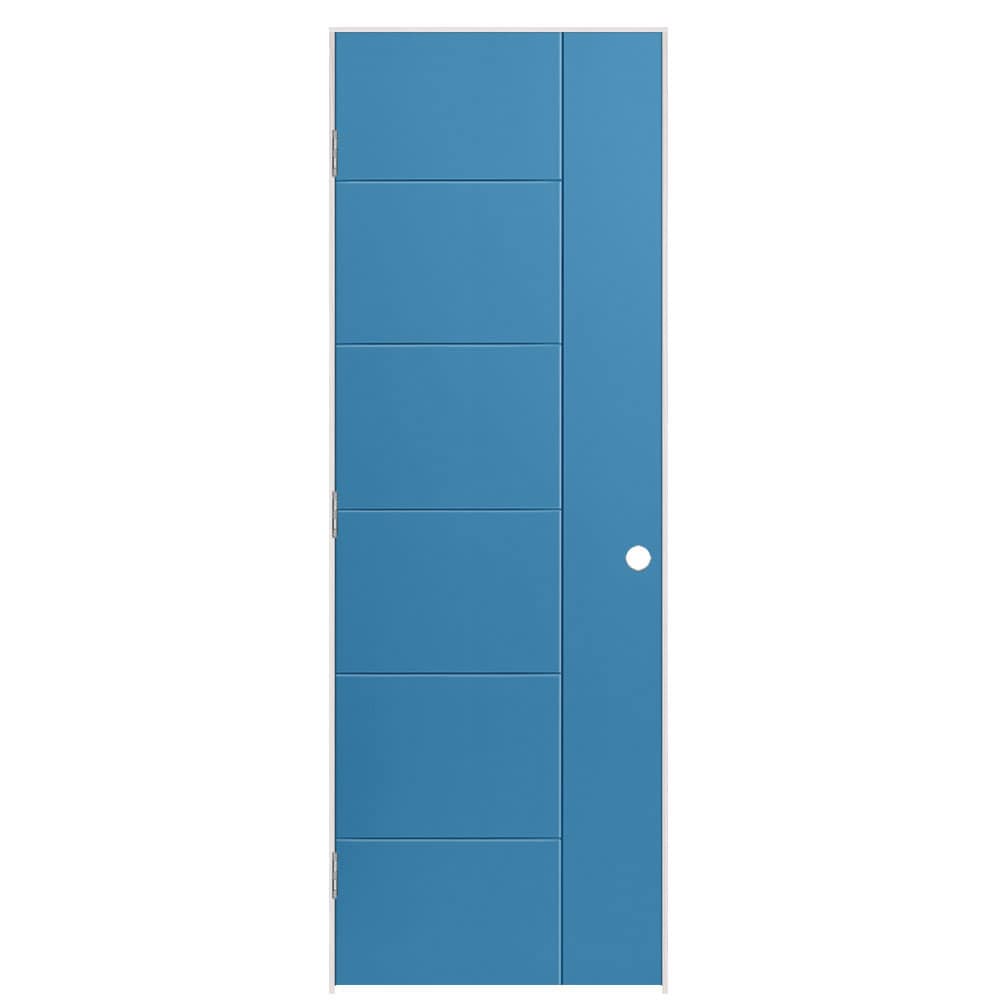 Masonite 28-in x 80-in Blue Heron Hollow core Flush Right hand Smooth Prefinished Molded composite Flat Jamb Single Prehung Interior Door