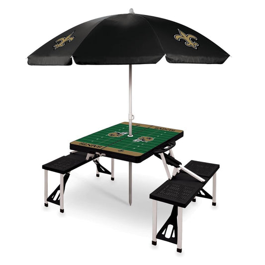 Picnic Time New Orleans Saints 54-in Black Plastic Rectangle Folding Picnic Table