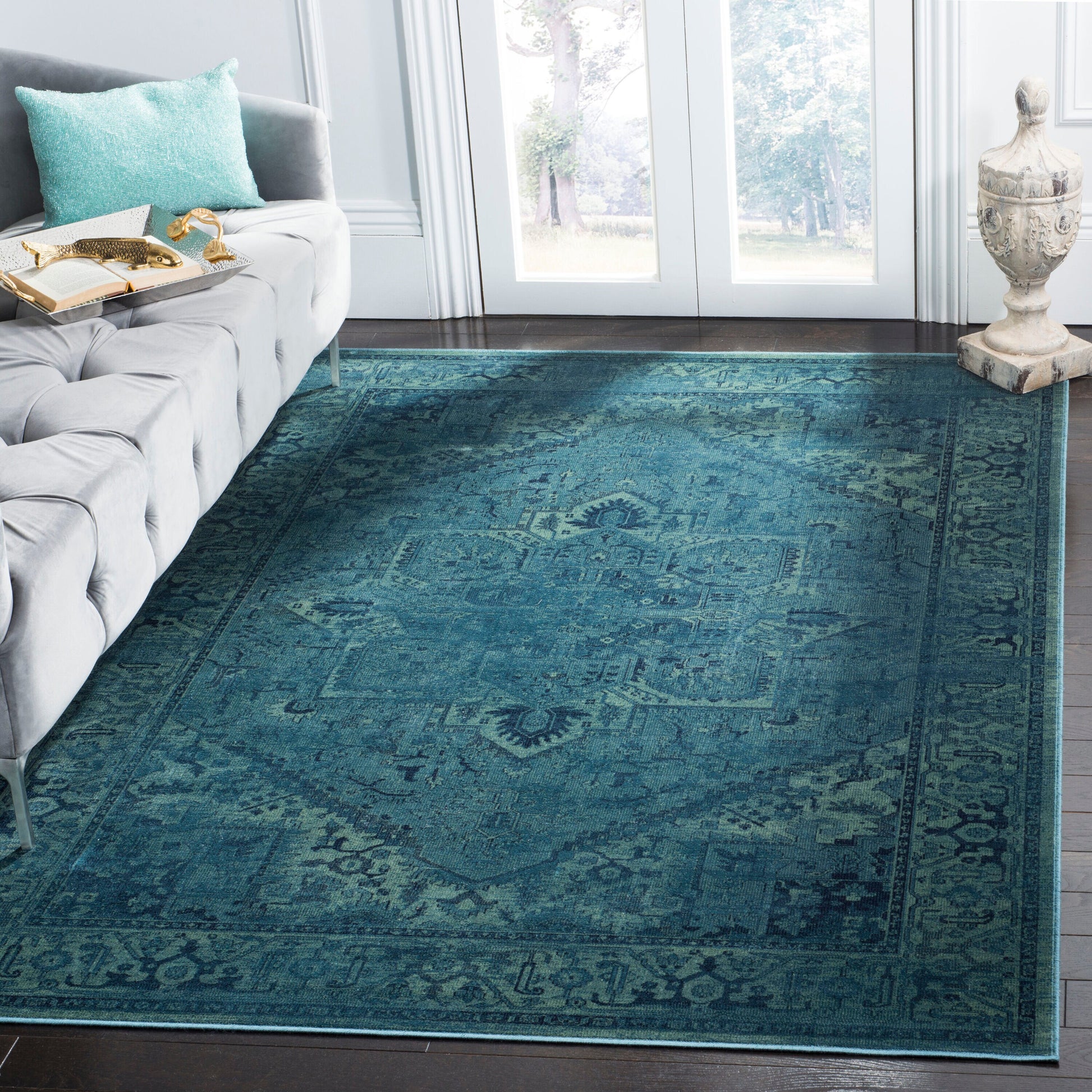Safavieh Vintage Homaz 9 x 12 (ft) Loomed Turquoise Rectangular Indoor Distressed/Overdyed Vintage Area rug