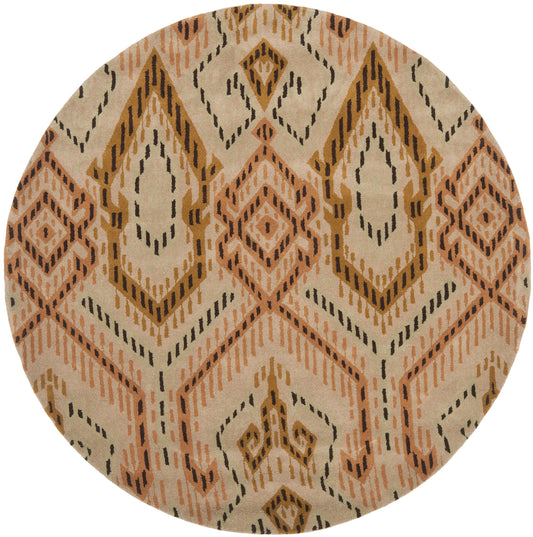 Safavieh Wyndham Corby 7 x 7 (ft) Tufted Wool Brown/Ivory Round Indoor Bohemian/Eclectic Area rug